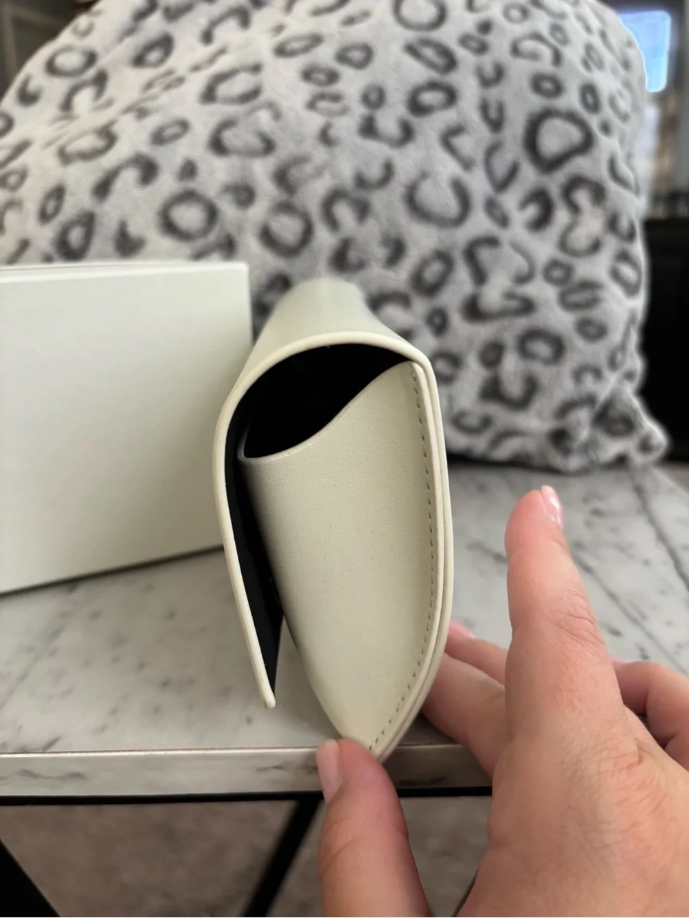 Burberry Cream Leather Fold-Over Women's Sunglasses Case